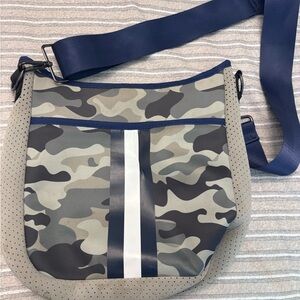 Women’s Camouflage Crossbody Bag with Navy Stripe